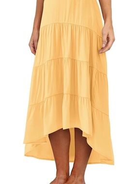 Tiered High-Low Maxi Skirt - Yellow